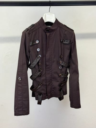 1992 Leather Biker Jacket with Straps