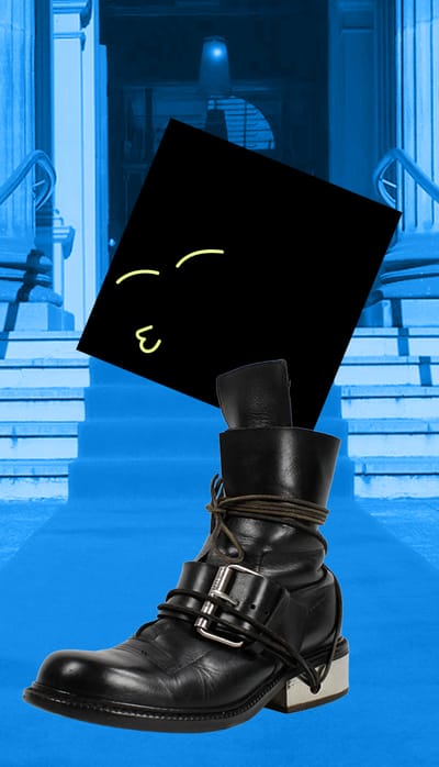 Black leather fashion boot